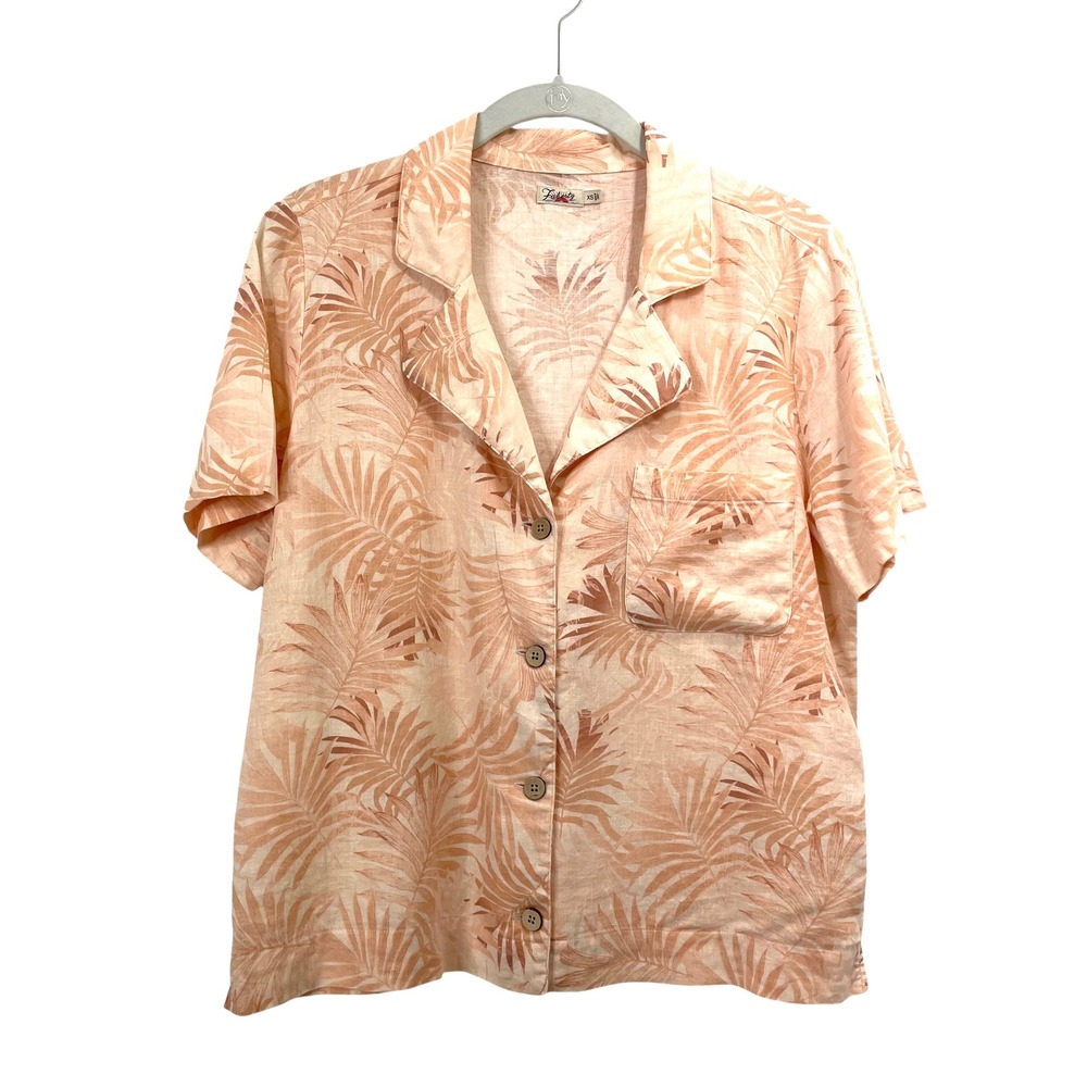 Faherty Paradise Cove linen top button up camp top shirt Size XS